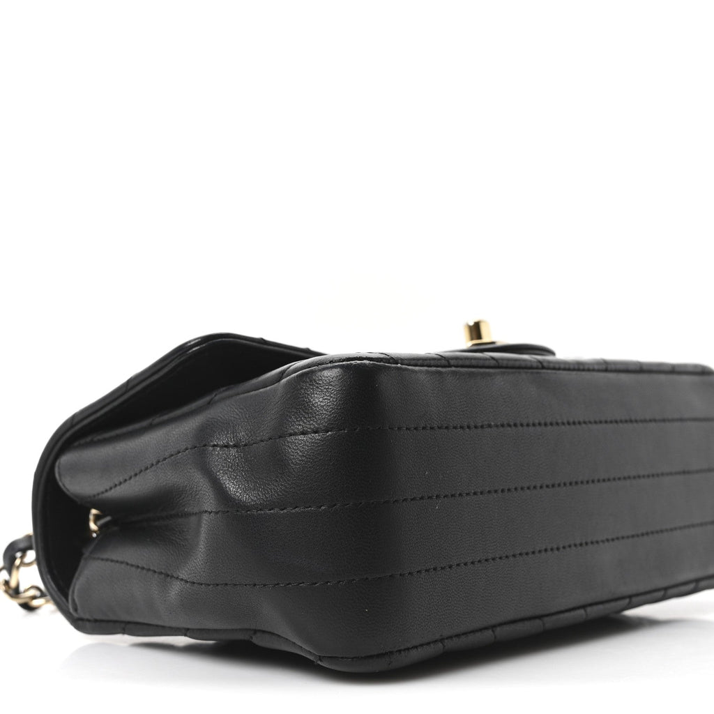 Chanel Lambskin Chevron Quilted Mini Rectangular Flap Black
