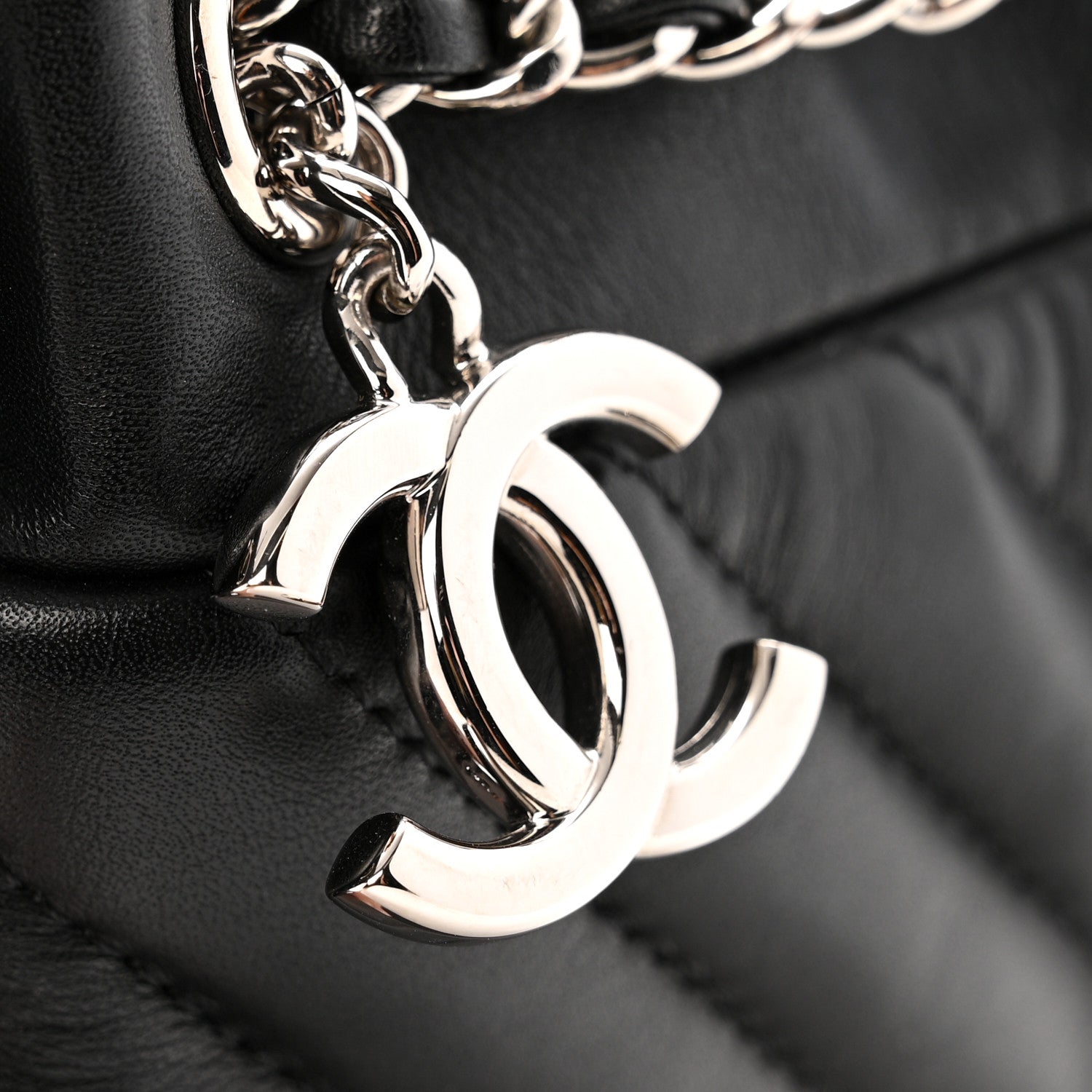 Chanel Lambskin Chevron Small Urban Spirit Drawstring Bag Black