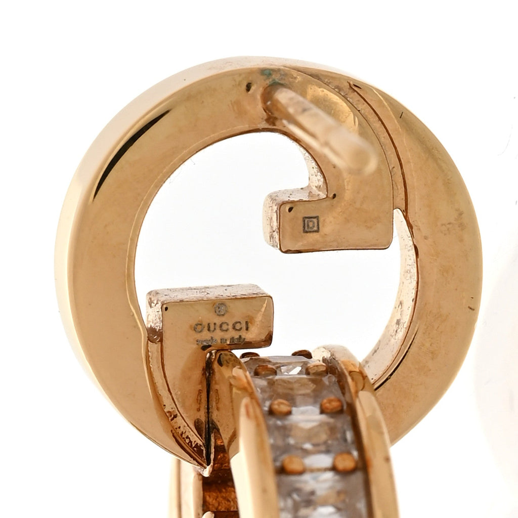 Gucci Brass Crystal Blondie Intertwined Earrings Light Gold