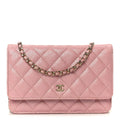 Chanel Iridescent Caviar Quilted Wallet on Chain WOC Rose Pink