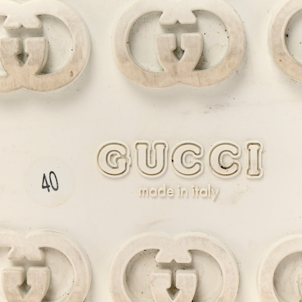 Gucci Glitter Rubber Womens Interlocking G Platform 42mm Slide Sandals 40 Silver