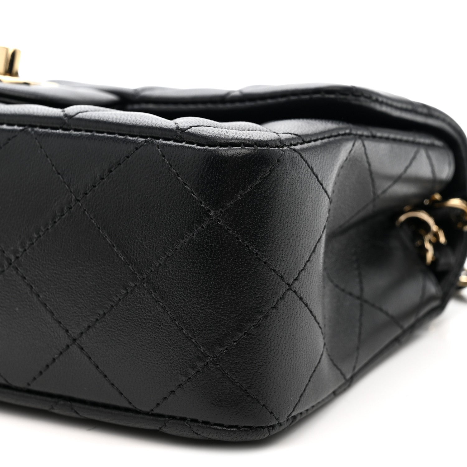 Chanel Lambskin Quilted Mini Rectangular Flap Black