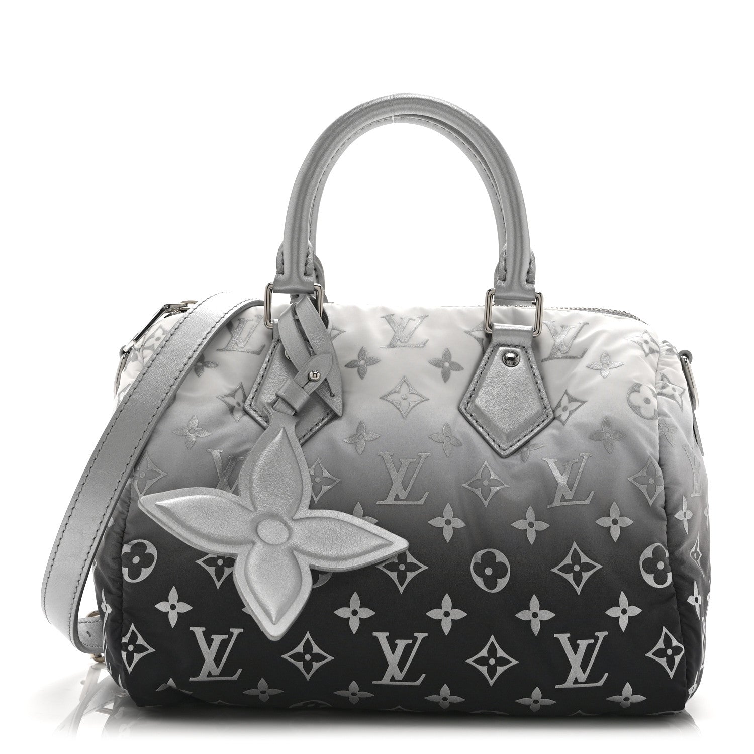 Louis Vuitton Nylon Monogram Gradient LV Snow Speedy Bandouliere 25 Frost