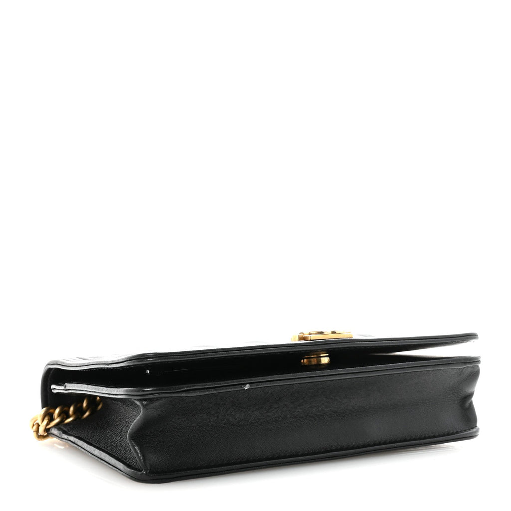 Chanel Lambskin Quilted Boy Wallet On Chain WOC Black