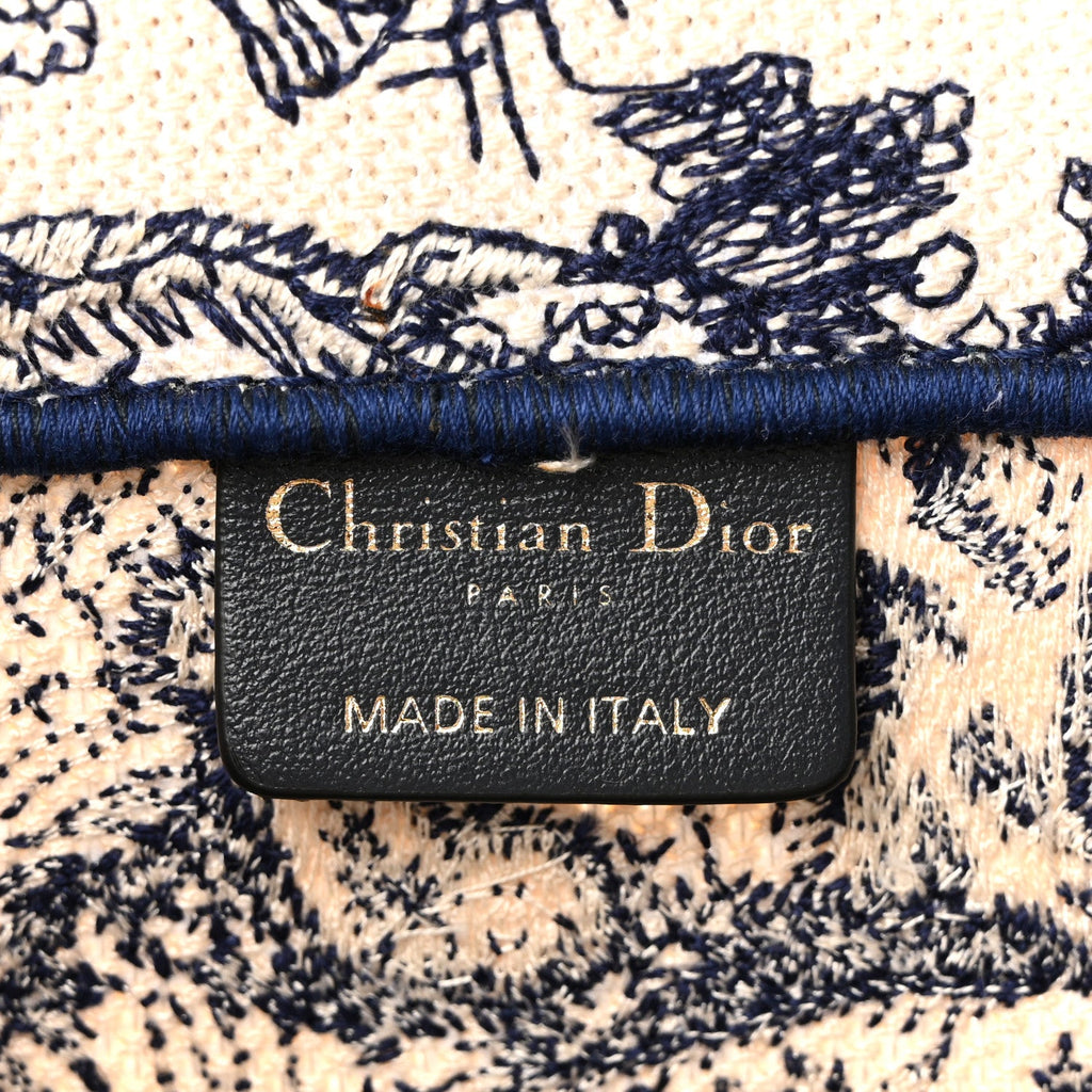 Christian Dior Canvas Embroidered Medium Dioriviera Toile De Jouy Book Tote Blue