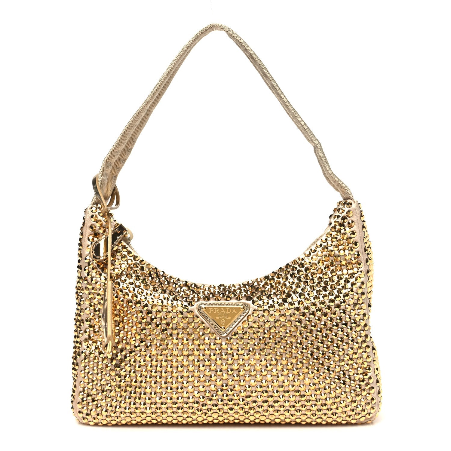 Prada Satin Crystal Mini Re-Edition 2000 Bag Platino
