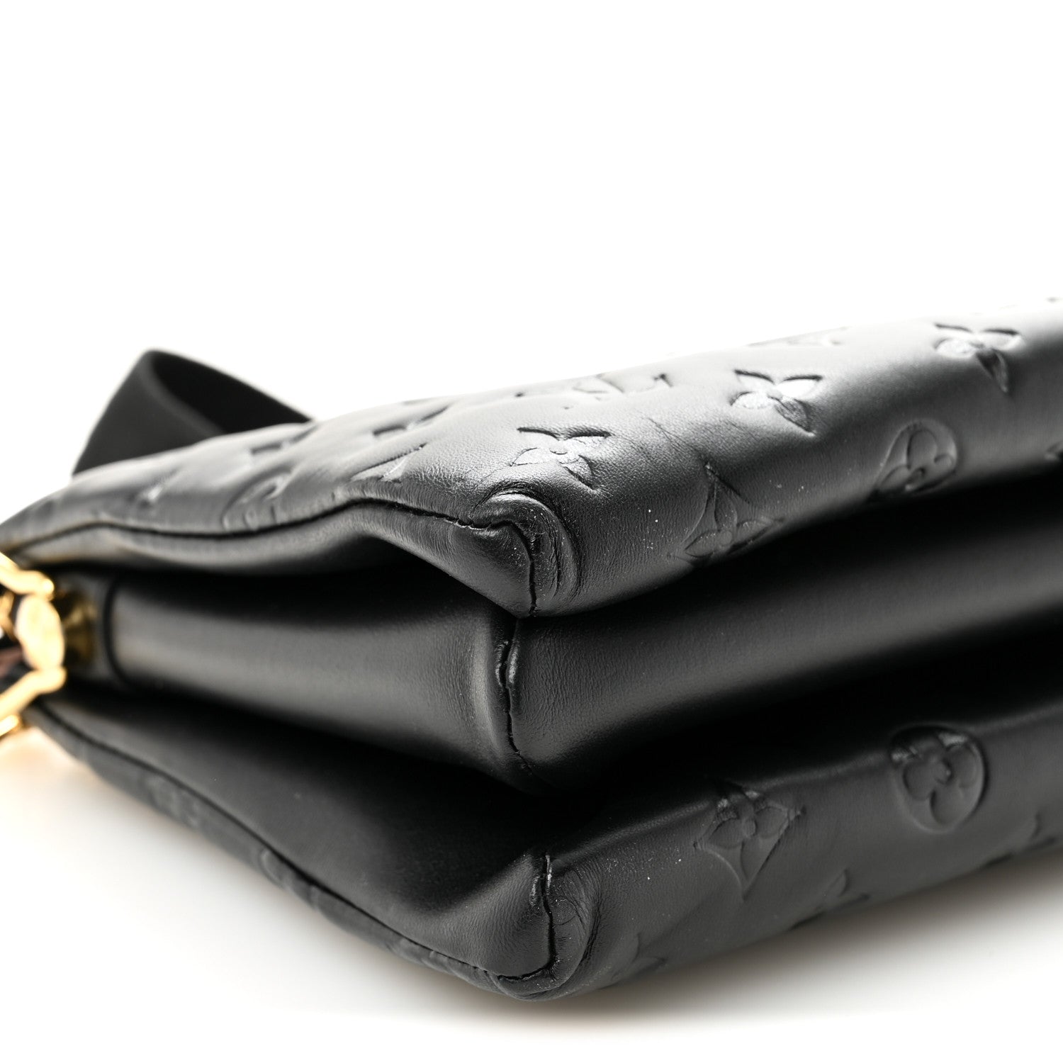 Louis Vuitton Lambskin Embossed Monogram Coussin PM Black