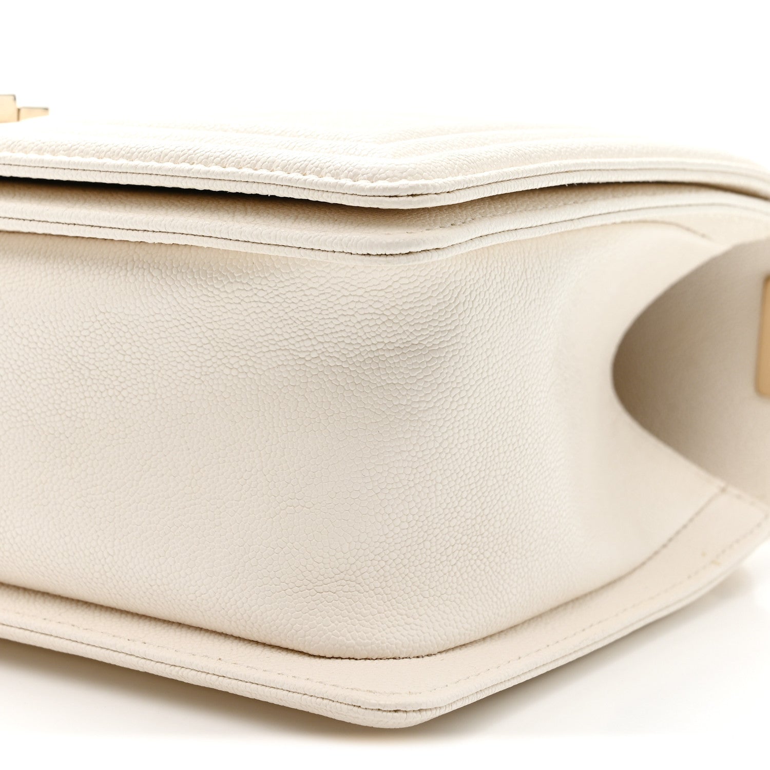 Chanel Caviar Chevron Quilted Medium Boy Flap White