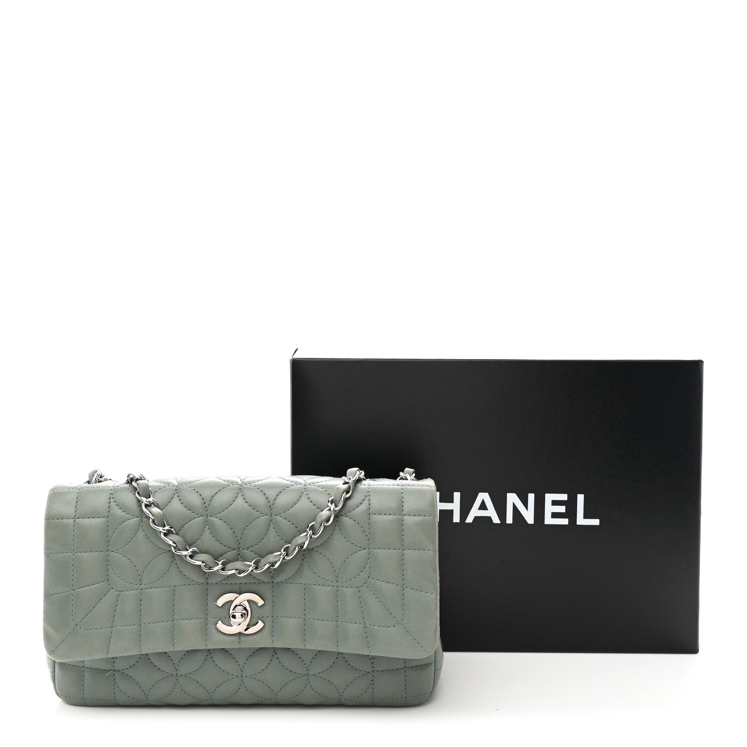 Chanel Lambskin Quilted Lady Graphic Flap Green