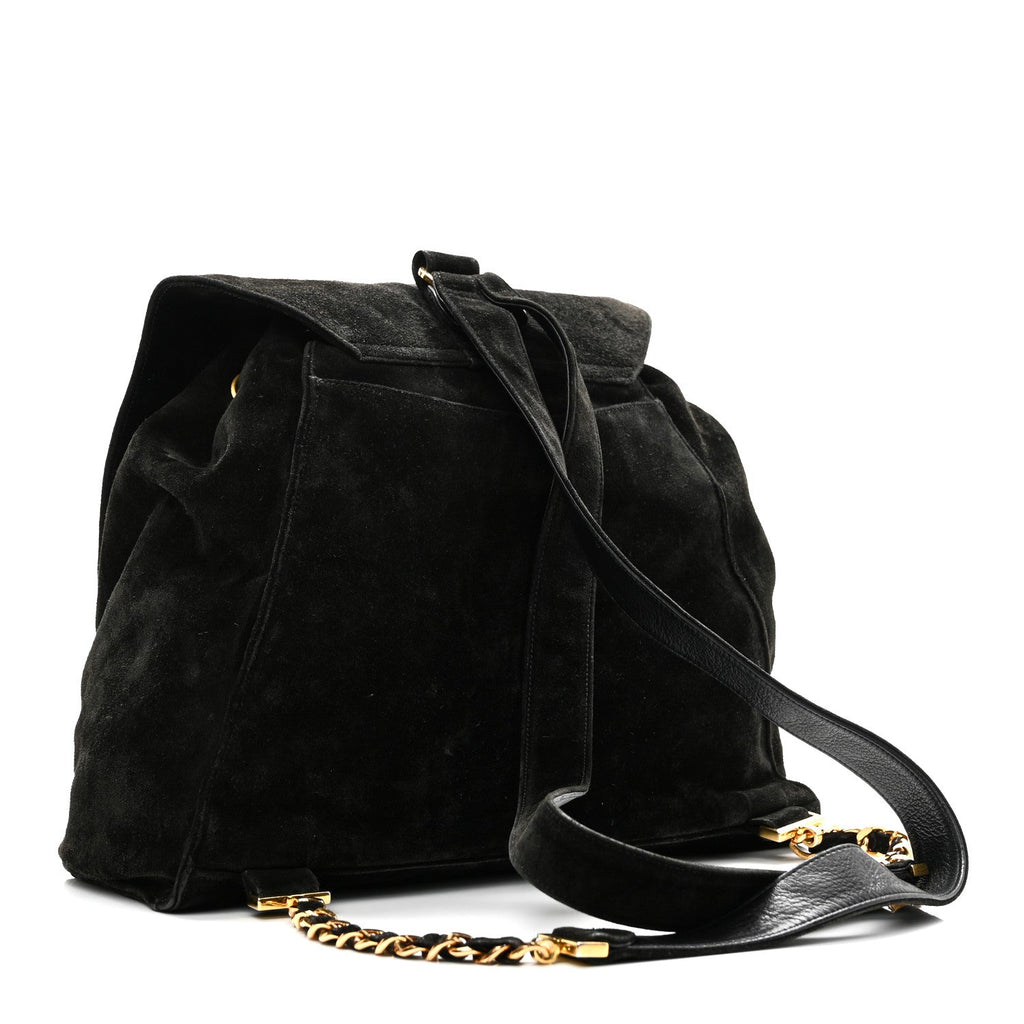 Chanel Suede CC Drawstring Backpack Black