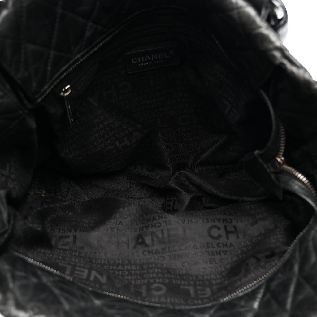 Chanel Distressed Lambskin Vintage Ligne Lady Braid Tote Black