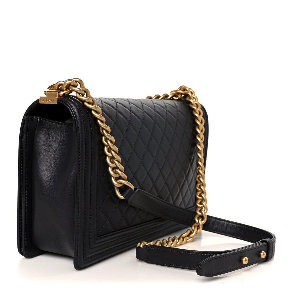 Chanel Lambskin Quilted New Medium Boy Flap Dark Purple