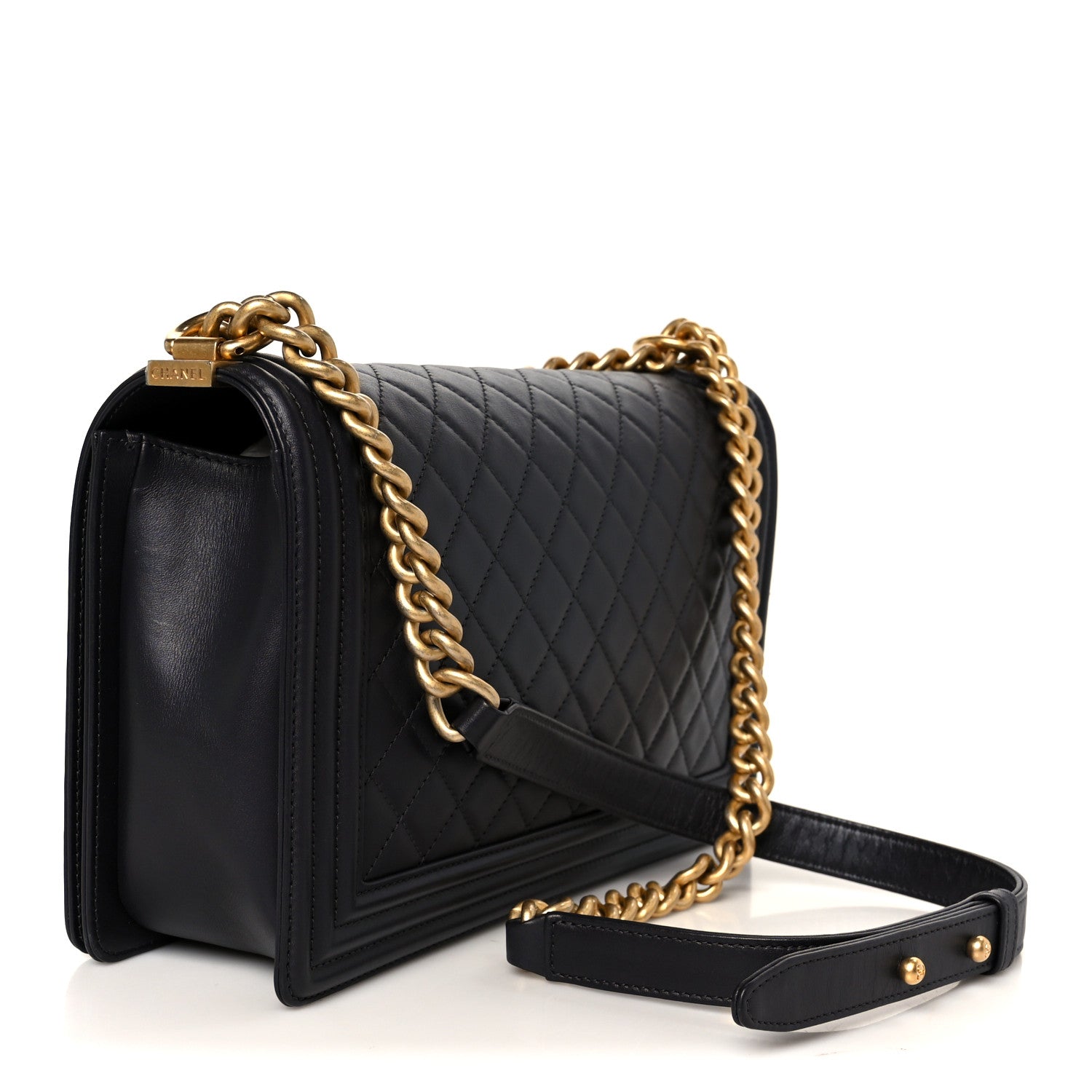 Chanel Lambskin Quilted New Medium Boy Flap Dark Purple