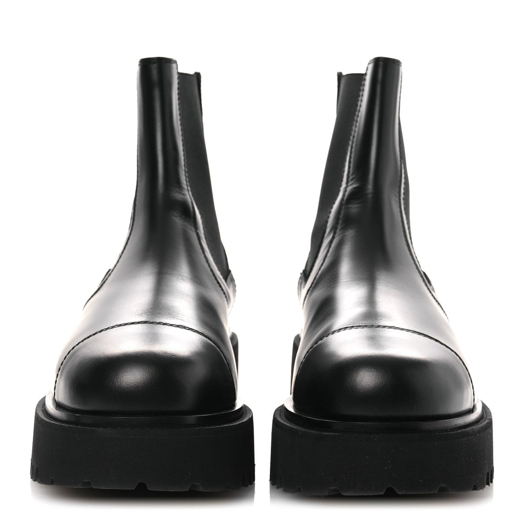 Calfskin Cap Toe CC Short Boots 41 Black