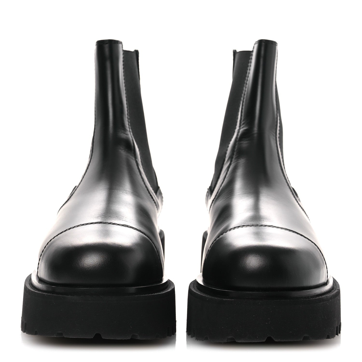 Calfskin Cap Toe CC Short Boots 41 Black