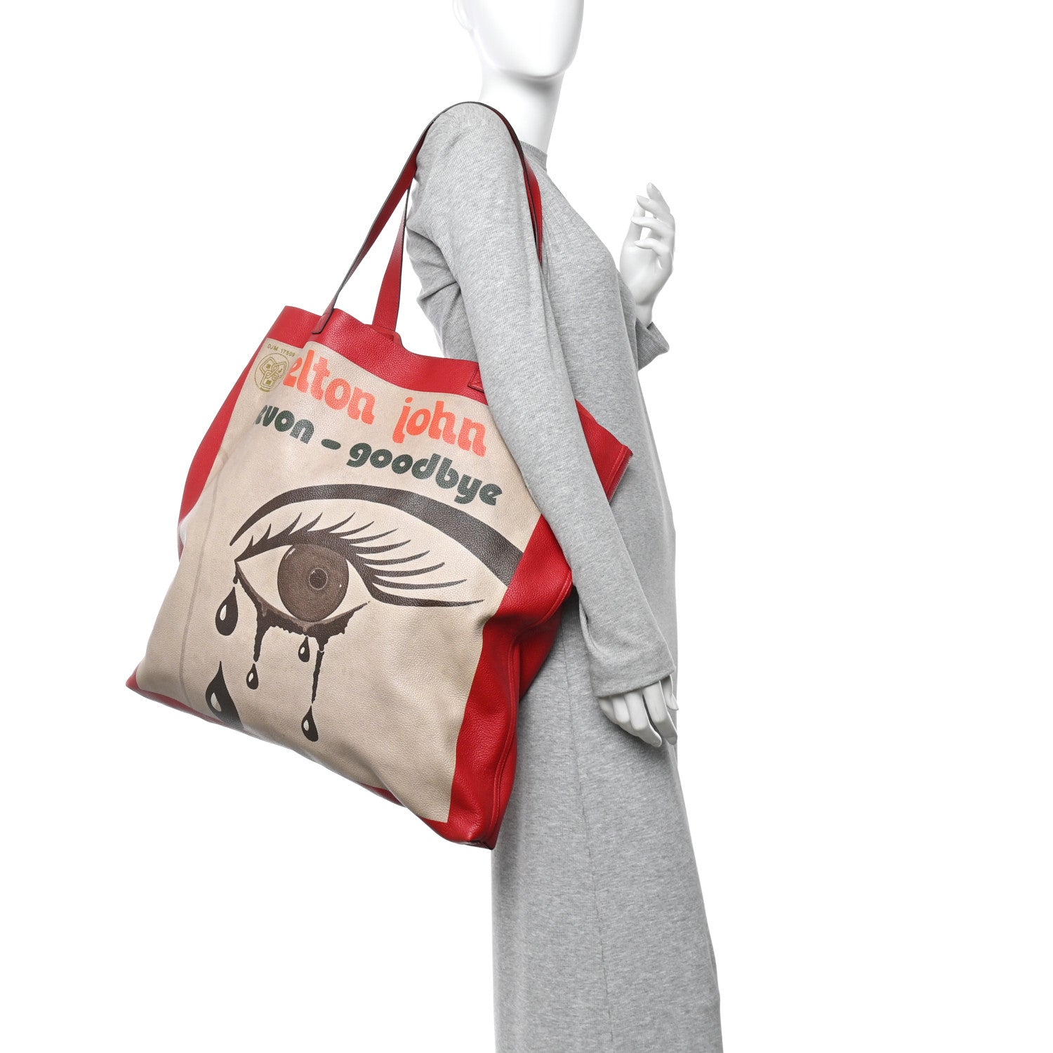 Gucci Calfskin Large Elton John Levon-Goodbye Tote Red