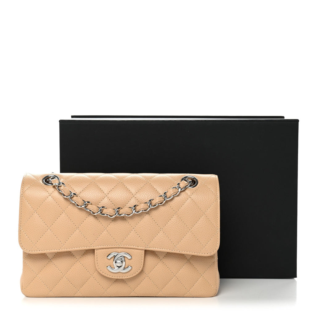 Chanel Caviar Quilted Small Double Flap Beige