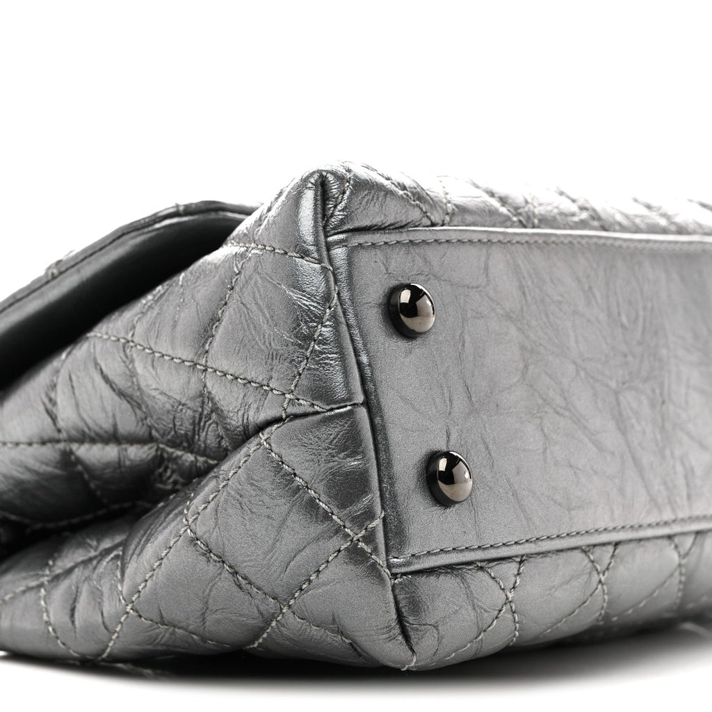 Chanel Metallic Aged Calfskin Quilted Mini Coco Handle Flap Charcoal