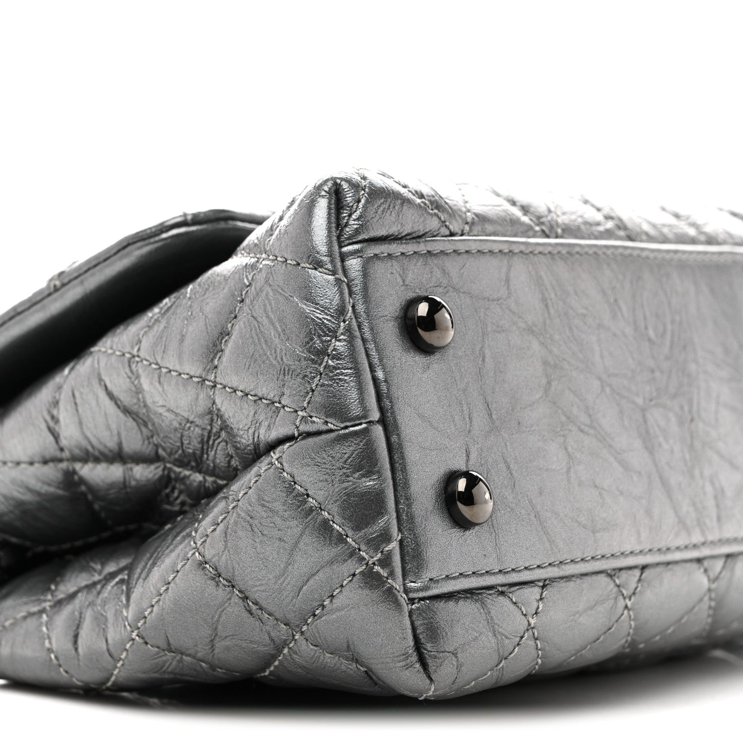 Chanel Metallic Aged Calfskin Quilted Mini Coco Handle Flap Charcoal