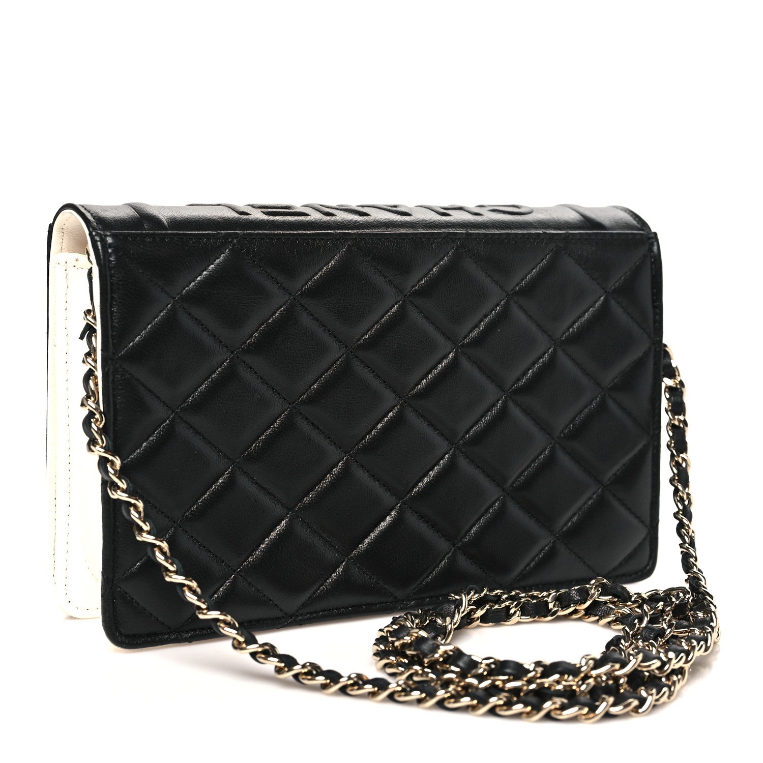 Chanel Lambskin Quilted Book Wallet On Chain WOC Black
