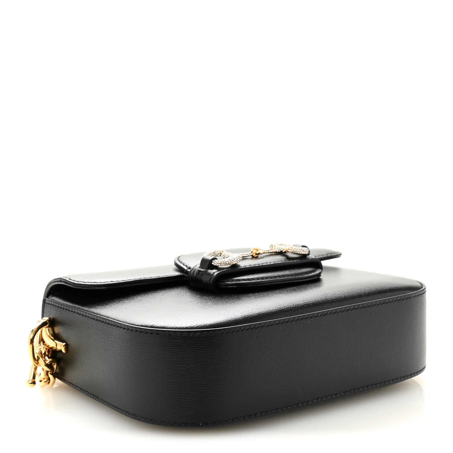Gucci Azalea Calfskin Mini Crystal Horsebit 1955 Shoulder Bag Black