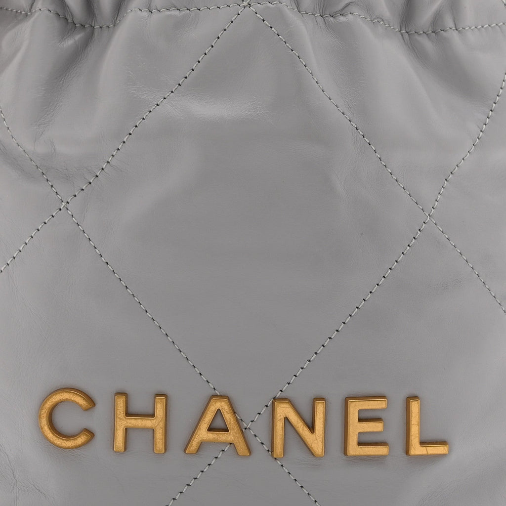 Chanel Shiny Calfskin Quilted Mini Chanel 22 Grey