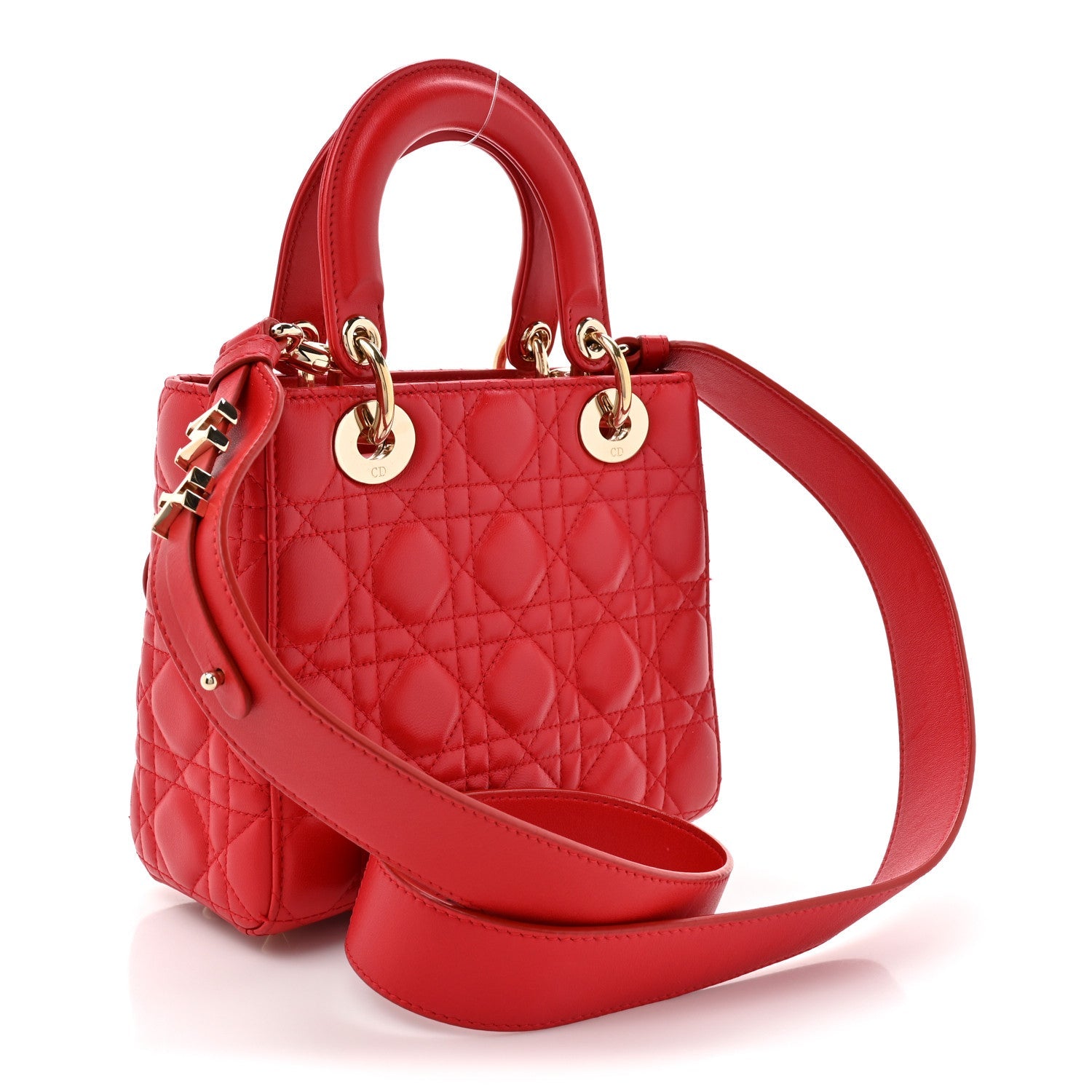 Christian Dior Lambskin Cannage Small My ABCDior Lady Dior Red