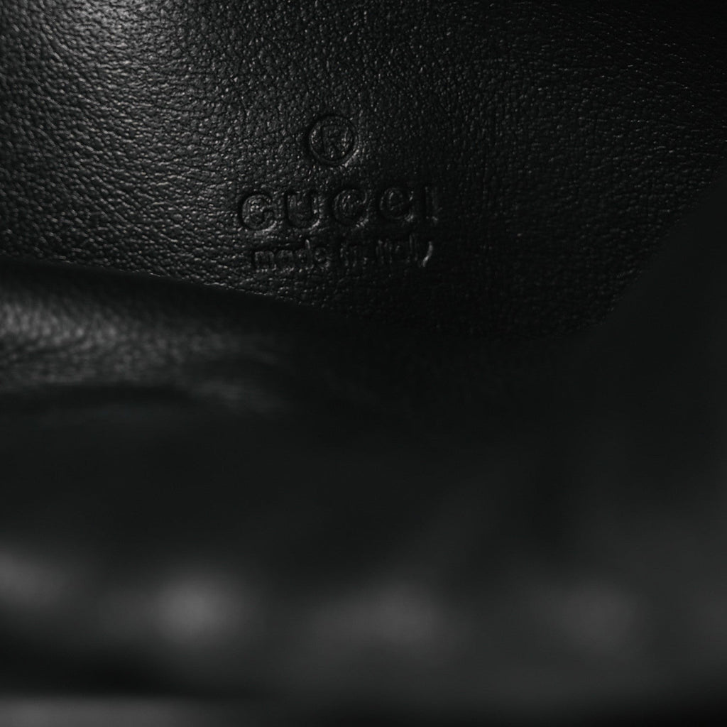 Gucci Calfskin Matelasse Front Pocket Mini GG Marmont Bucket Bag Black