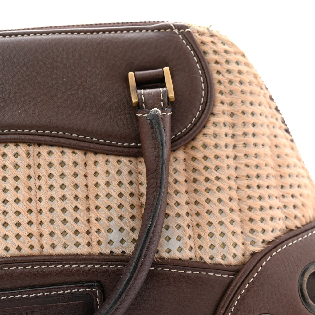 Christian Dior Pony Hair Calfskin Cadillac Tote Brown