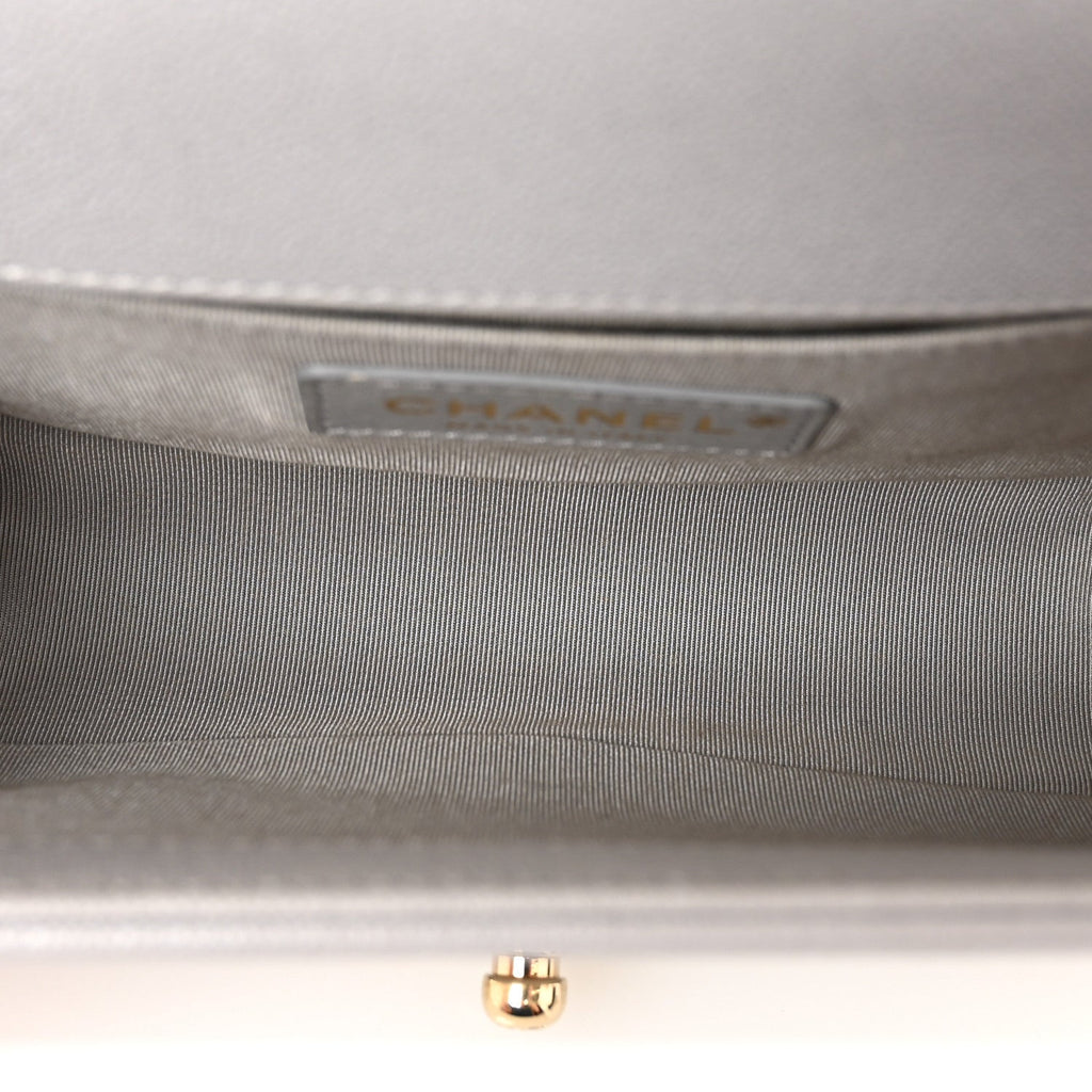 Chanel Caviar Quilted Small Boy Flap Light Grey