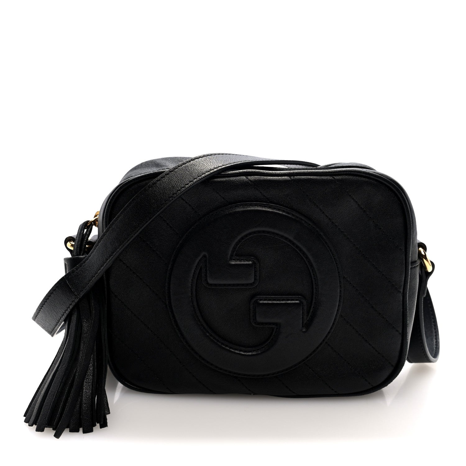 Gucci Sakai Be Green Calfskin Diagonal Stitched Small Blondie Shoulder Bag Black