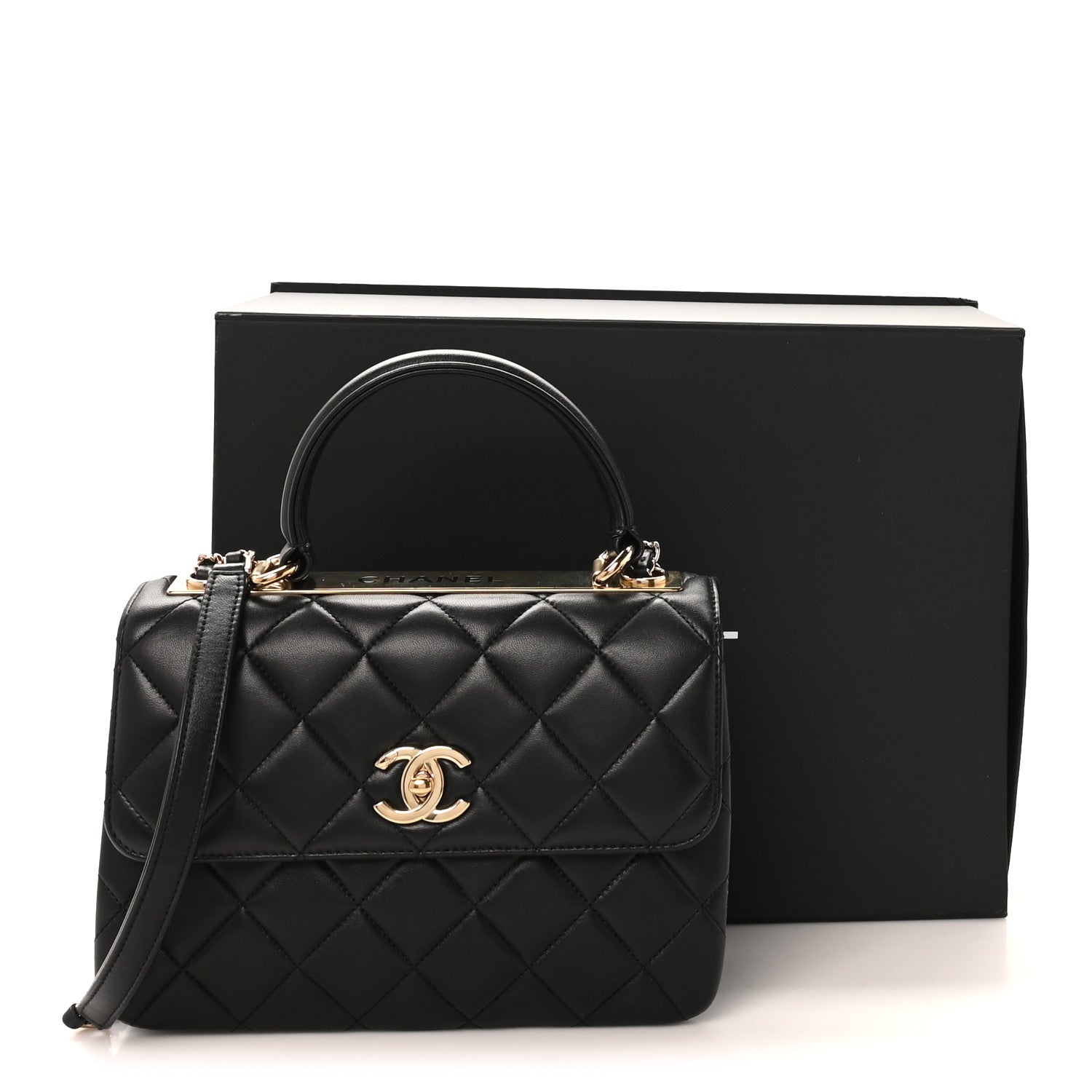 Chanel Lambskin Quilted Small Trendy CC Dual Handle Flap Bag Black