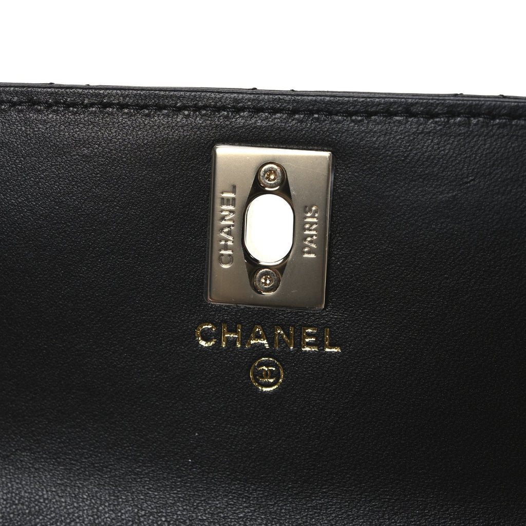 Chanel Lambskin Quilted Trendy CC Dual Handle Clutch With Chain Black