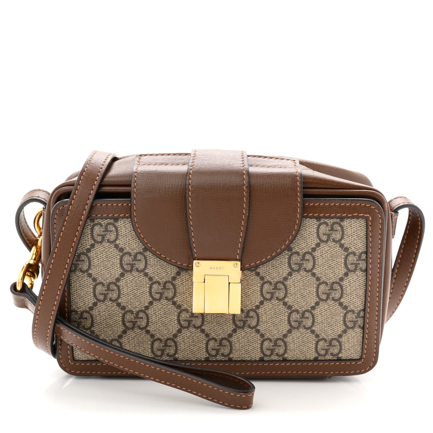 Gucci GG Supreme Monogram Mini Clasp Bag Beige Brown