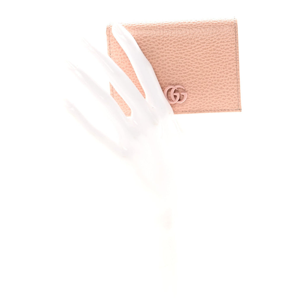 Gucci Dollar Calfskin Enamel Monochrome GG Marmont Card Case Perfect Pink