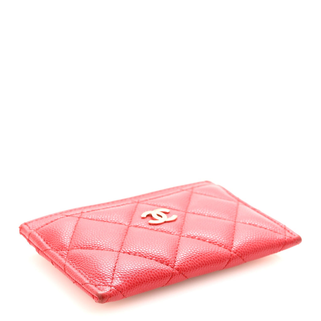 Caviar Quilted Card Holder Red