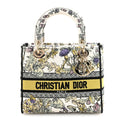 Christian Dior Canvas Embroidered Chardons Toile De Jouy Medium Lady D-Lite Latte Multicolor