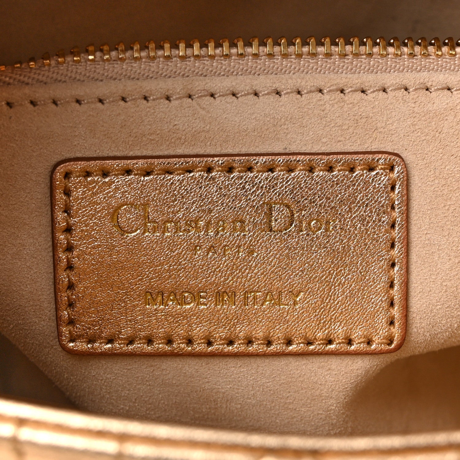 Christian Dior Metallic Lambskin Cannage Small My ABCDior Lady Dior Rose Gold