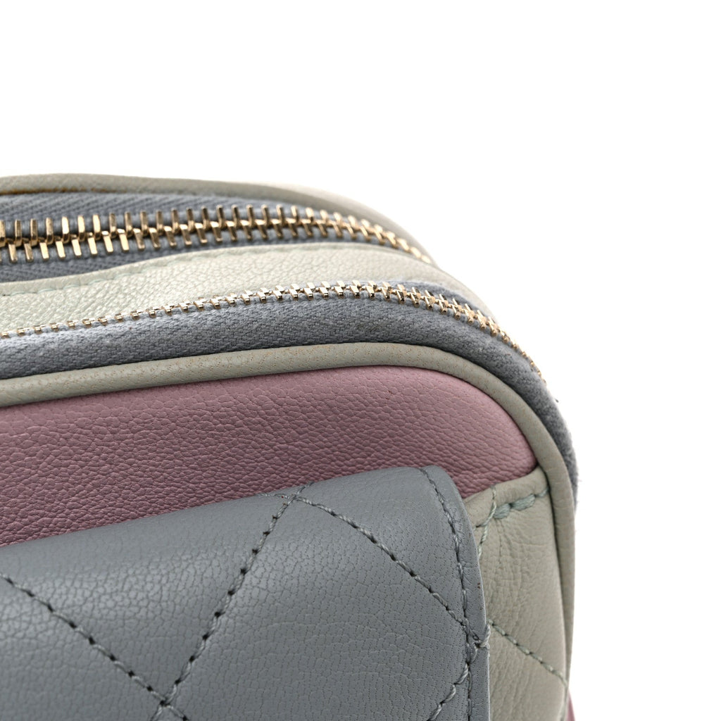 Chanel Goatskin Quilted Waist Bag Green Blue Pink