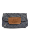 Chanel Denim Lambskin Quilted CC Clutch Blue