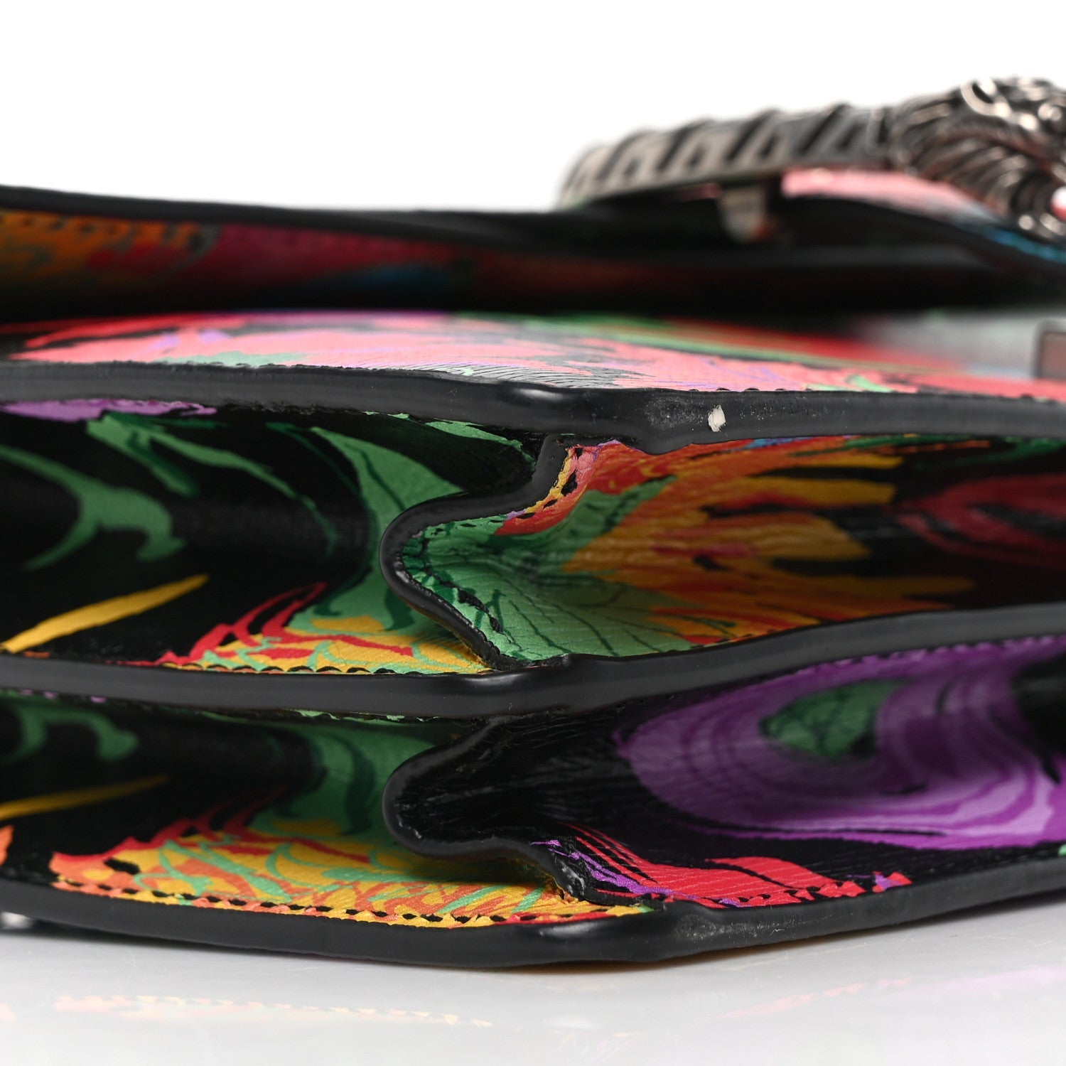 Gucci X KEN SCOTT New Shangai Calfskin Jenny Floral Print Small Dionysus Shoulder Bag Black Pink