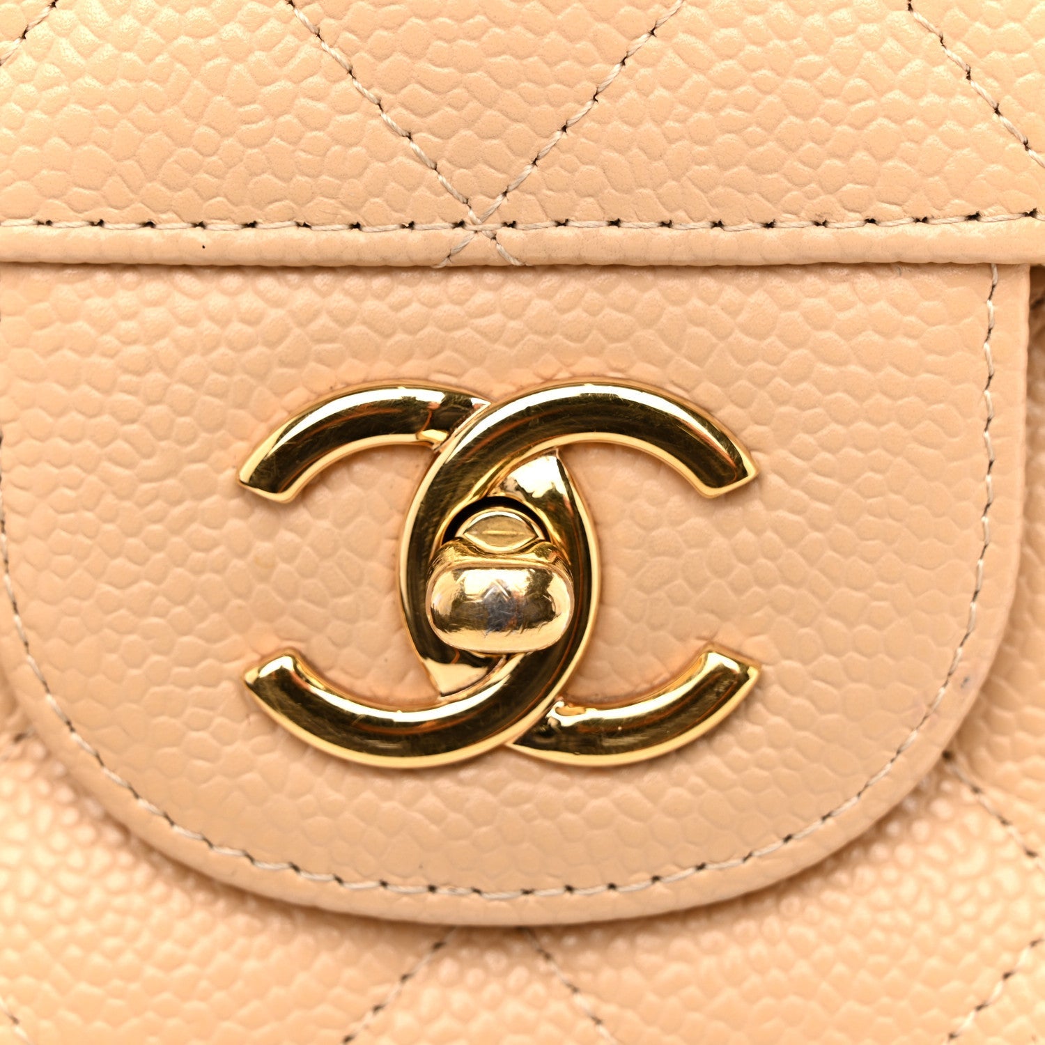 Chanel Caviar Quilted Jumbo Double Flap Beige