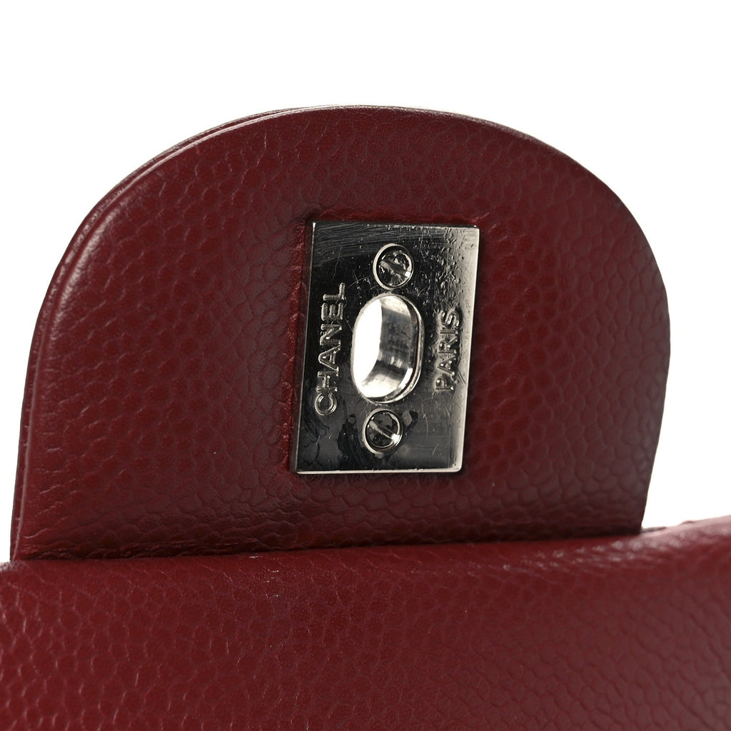 Chanel Caviar Quilted Jumbo Double Flap Dark Red