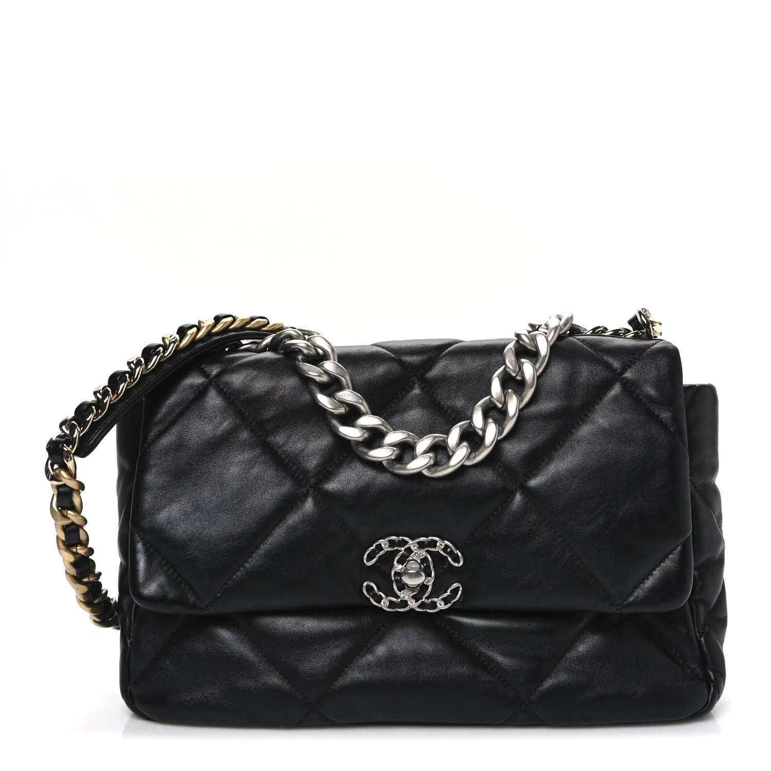 Chanel Lambskin Quilted Large Chanel 19 Flap Black