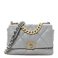 Chanel Goatskin Quilted Medium Chanel 19 Flap Grey