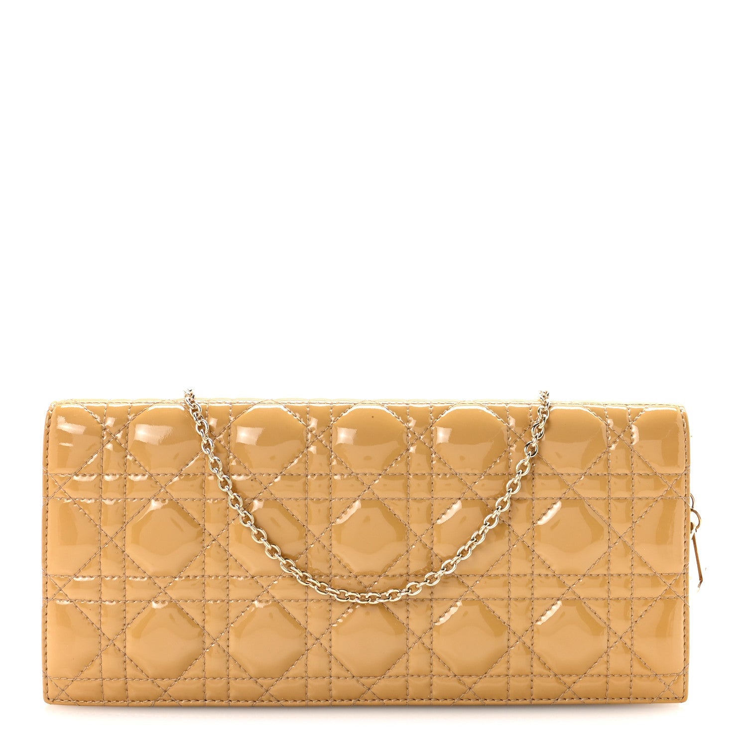 Christian Dior Patent Cannage Lady Dior Convertible Clutch Beige