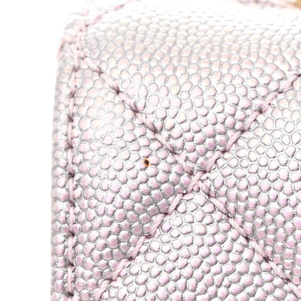 Chanel Metallic Caviar Quilted Extra Mini Coco Handle Flap Light Pink