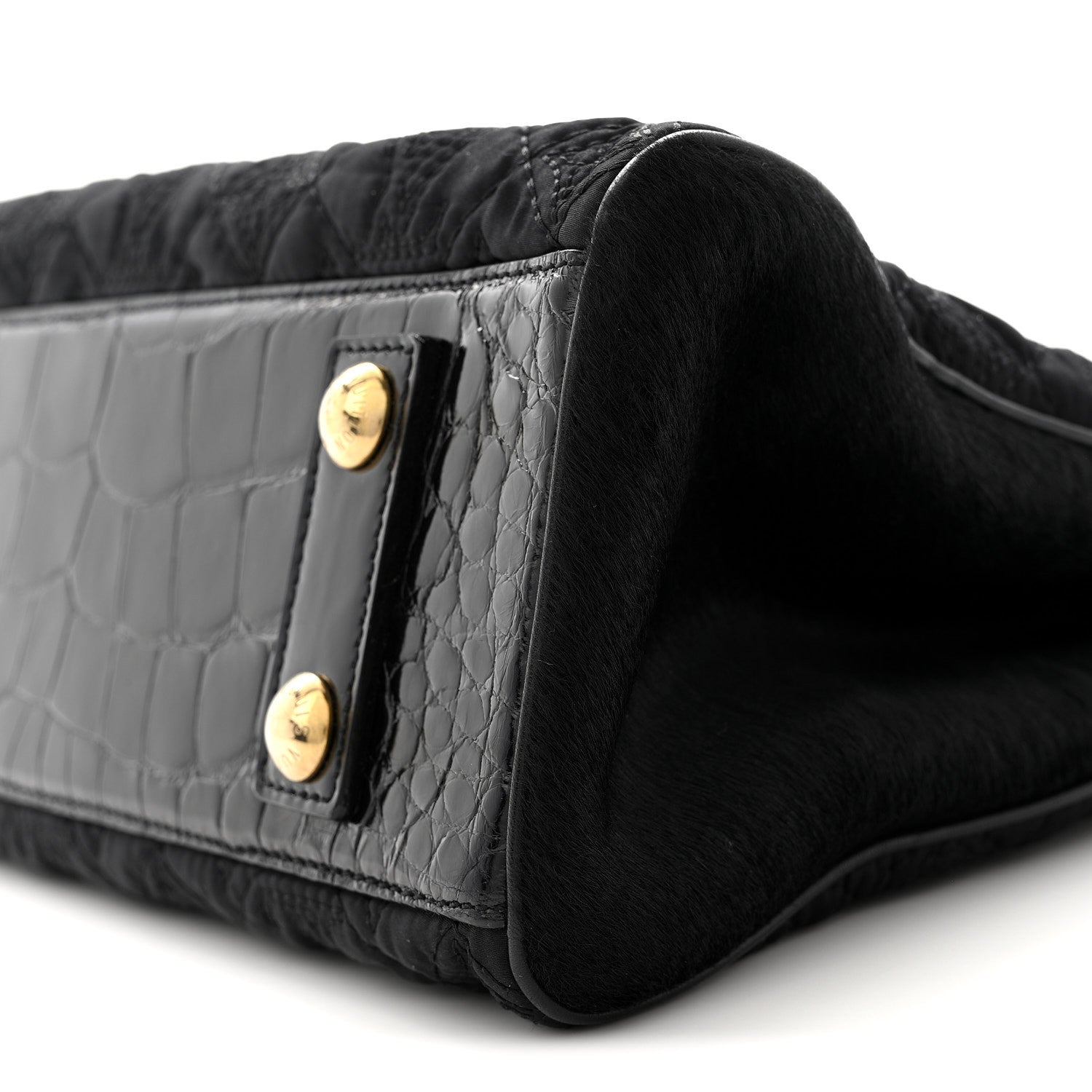 Louis Vuitton Monogram Silk Pony Hair Alligator Trim Linda Black
