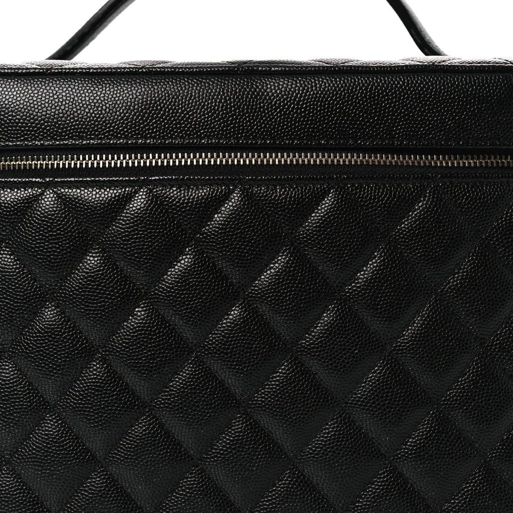 Caviar Quilted Large Vanity Pouch Black