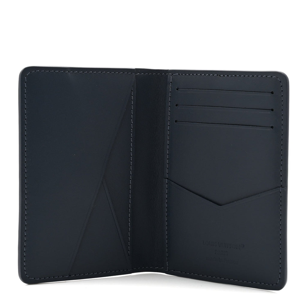 Louis Vuitton Calfskin Monogram Shadow Pocket Organizer Navy Blue White